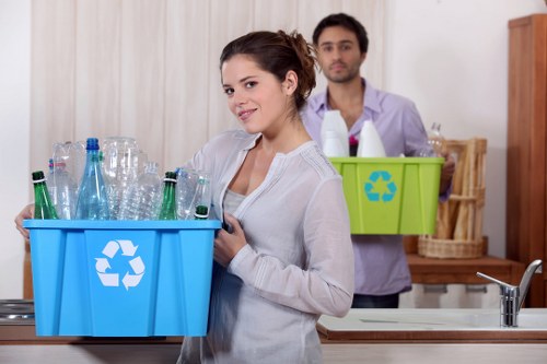 Professional rubbish removal team at work